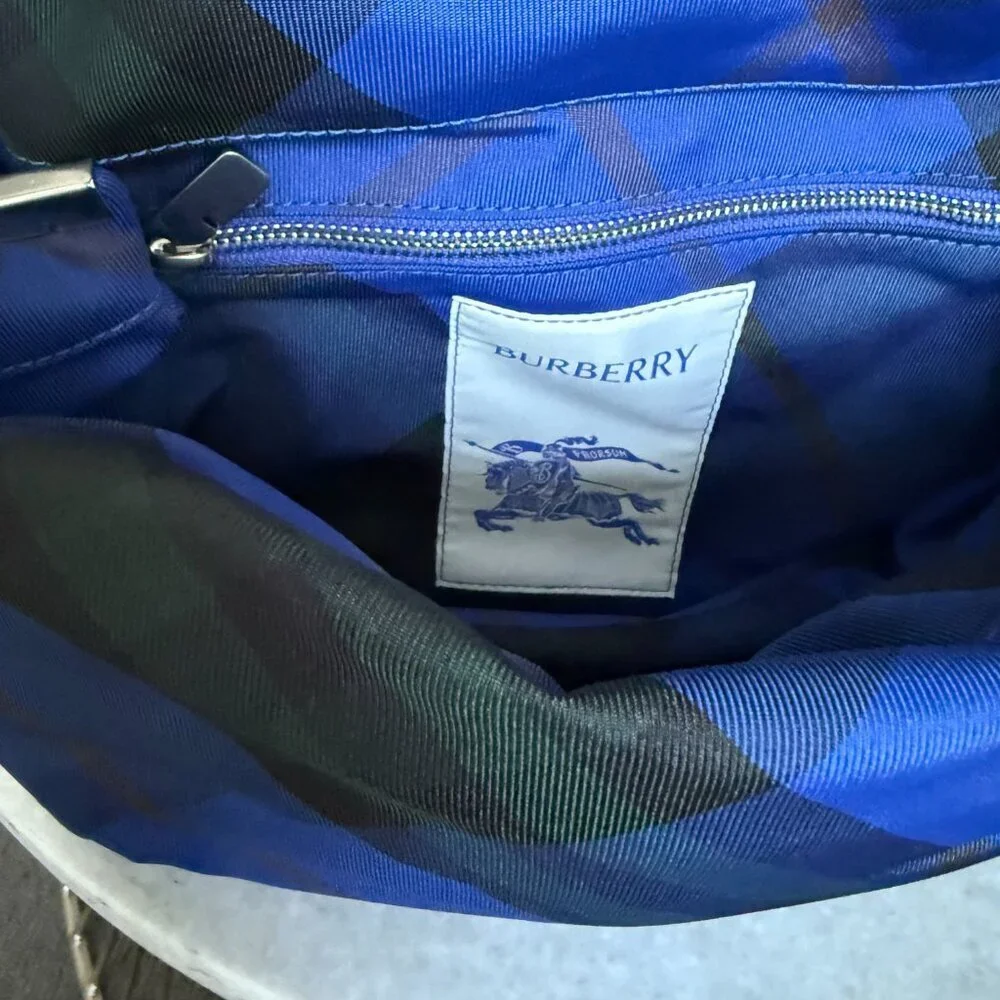 Burberry Blue Plaid Messenger Bag